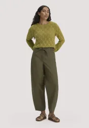 hessnatur Damen Hose Barrel Leg aus Bio-Baumwolle - grün - Größe 36
