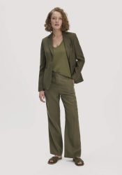 hessnatur Damen Hose Straight Leg aus Leinen - grün Grösse48