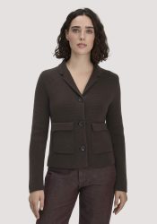hessnatur Damen Strick Blazer Regular aus Bio-Baumwolle mit Merinowolle - braun GrösseM