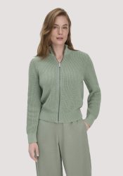 hessnatur Damen Strick Jacke Regular aus Bio-Baumwolle - grün GrösseL