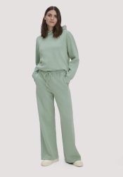 hessnatur Damen Sweathose Wide Leg Relaxed aus Bio-Baumwolle - grün GrösseM