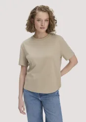 hessnatur Damen Heavy Jersey T-Shirt aus Bio-Baumwolle - beige - Größe M