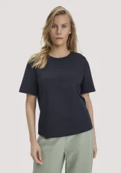 hessnatur Damen Heavy Jersey T-Shirt aus Bio-Baumwolle - blau - Größe S