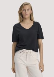 hessnatur Damen T-Shirt Oversize aus Leinen und Bio-Baumwolle - schwarz GrösseXS