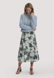 hessnatur Damen Print Rock Midi aus LENZING™ ECOVERO™ Viskose - blau Grösse46