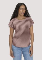 hessnatur Damen Light Slub Streifen T-Shirt Relaxed aus Bio-Baumwolle - rosa Grösse46