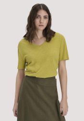 hessnatur Damen T-Shirt Oversize aus Leinen und Bio-Baumwolle - grün GrösseS