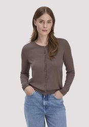 hessnatur Damen Strickjacke Regular aus TENCEL™ Lyocell mit Bio-Baumwolle - braun GrösseL