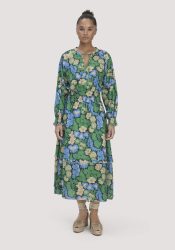 hessnatur Damen Gewebe Kleid Midi LIV LEE aus Bio-Baumwolle - grün Grösse36
