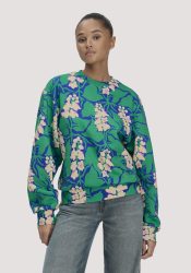 hessnatur Damen Print Sweatshirt Oversize LIV LEE aus Bio-Baumwolle - grün GrösseL