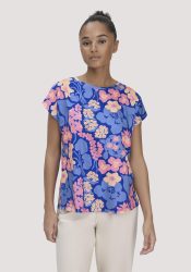 hessnatur Damen Print T-Shirt Oversize LIV LEE aus Bio-Baumwolle - blau GrösseM