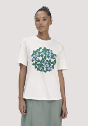 hessnatur Damen Print T-Shirt Oversize LIV LEE aus Bio-Baumwolle - grün GrösseS