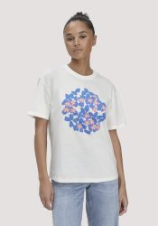 hessnatur Damen Print T-Shirt Oversize LIV LEE aus Bio-Baumwolle - blau GrösseM