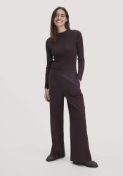 hessnatur Damen Jersey Hose Wide Leg Relaxed aus Bio-Baumwolle - braun Grösse48