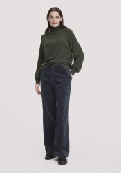 hessnatur Damen Cordhose Wide Leg Relaxed aus Bio-Baumwolle - blau Grösse34