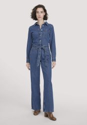 hessnatur Damen Jeans Overall Wide Leg aus Bio-Baumwolle mit TENCEL™ Lyocell - blau Grösse40