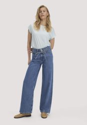 hessnatur Damen Jeans ALVA Wide Leg Soft aus Bio-Baumwolle mit TENCEL™ Lyocell - blau Grösse27/34