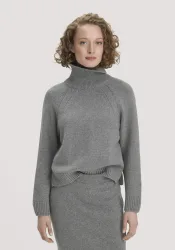 hessnatur Damen Strick Pullover Relaxed aus Bio-Merinowolle mit Bio-Baumwolle - grau GrösseXXL