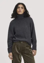 hessnatur Damen Strick Pullover Relaxed aus Bio-Merinowolle mit Bio-Baumwolle - grau GrösseL