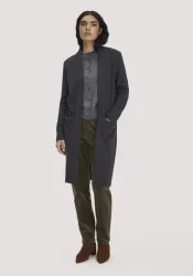 hessnatur Damen Strick Jacke Relaxed aus Bio-Merinowolle mit Bio-Baumwolle - grau GrösseS