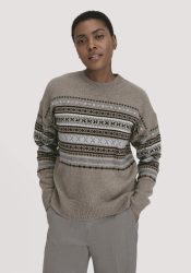 hessnatur Damen Strick Pullover Relaxed BETTER RECYCLING aus Bio-Merinowolle - braun GrösseS