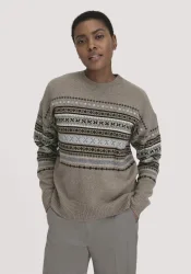 hessnatur Damen Strick Pullover Relaxed BETTER RECYCLING aus Bio-Merinowolle - braun GrösseS