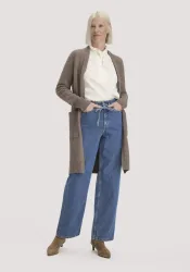 hessnatur Damen Strick Jacke Relaxed aus Bio-Merinowolle mit Bio-Baumwolle - braun GrösseXS