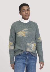 hessnatur Damen Strick Pullover Relaxed aus Alpaka mit Baumwolle - grün GrösseS