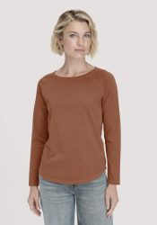 hessnatur Damen Longsleeve Relaxed aus Bio-Baumwolle - braun Grösse34