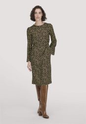 hessnatur Damen Kleid Kniebedeckend Regular aus LENZING™ ECOVERO™ Satin - grün Grösse38