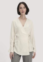 hessnatur Damen Wickelbluse Regular aus TENCEL™ Lyocell - beige Grösse36