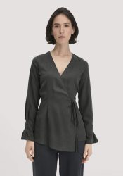 hessnatur Damen Wickelbluse Regular aus TENCEL™ Lyocell - grün Grösse34