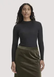 hessnatur Damen Strick Pullover Fitted aus TENCEL? Lyocell mit Bio-Baumwolle - schwarz - Größe XL