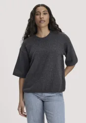 hessnatur Damen Strick Pullover Oversize aus Bio-Merinowolle mit Bio-Baumwolle - grau GrösseM