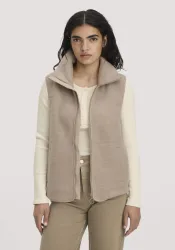 hessnatur Damen Wollfleece Weste Regular aus Merinowolle - beige - Größe XS