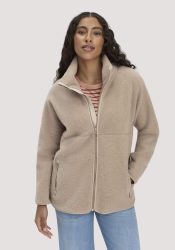 hessnatur Damen Wollfleece Jacke Oversized aus Bio-Merinowolle - beige GrösseS