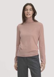 hessnatur Damen Strick Rollkragen Pullover Slim aus Bio-Merinowolle - rosa GrösseXL