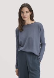 hessnatur Damen Strick Pullover Oversize aus TENCEL™ Lyocell mit Bio-Baumwolle - blau GrösseS