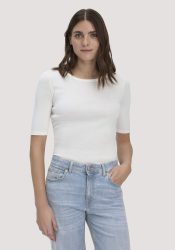 hessnatur Damen Softrib T-Shirt Fitted aus Bio-Baumwolle und TENCEL™ Modal - weiß Grösse38