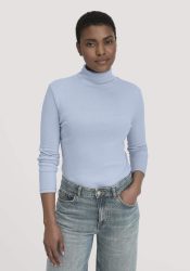 hessnatur Damen Softrib Longsleeve Fitted aus Bio-Baumwolle und TENCEL™ Modal - blau Grösse48