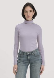 hessnatur Damen Softrib Longsleeve Fitted aus Bio-Baumwolle und TENCEL™ Modal - lila Grösse48