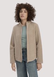 hessnatur Damen Wollfleece Jacke Regular aus Bio-Merinowolle - beige GrösseS