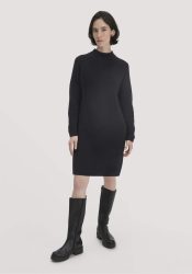 hessnatur Damen Strick Kleid Regular aus Bio-Baumwolle - schwarz GrösseXS