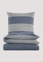 hessnatur Biber Bettwäsche-Set SEON aus Bio-Baumwolle - blau Grösse135x200 / 80x80 cm