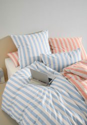 hessnatur Renforcé Bettwäsche-Set CANNES aus Bio-Baumwolle - blau Grösse240x220 / 2x40x80 cm