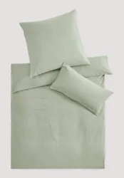 hessnatur Flanell Bettwäsche-Set XABI aus Bio-Baumwolle - grün - Größe 155x220 / 80x80 cm