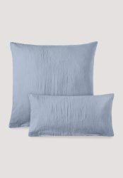 hessnatur Musselin Kissenbezug aus Bio-Baumwolle - blau Grösse40x80 cm