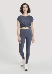 hessnatur Loungewear Leggings Medium Cut ACTIVE LIGHT aus Bio-Baumwolle - blau GrösseXL/k
