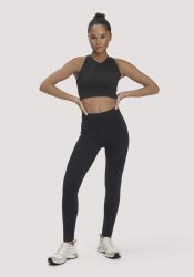 hessnatur Loungewear Leggings Medium Cut ACTIVE FUNCTIONAL aus Bio-Merinowolle und Bio-Baumwolle - schwarz GrösseS