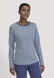 hessnatur Damen Schlaf Shirt PURE COTTON aus Bio-Baumwolle - blau Grösse34